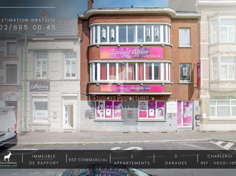 *** SOUS OPTION ***&lt;br /&gt;
Immeuble de 3 unités avec 3 garages à vendre à Charleroi&lt;br /&gt;
Référence agence: V6031-1450&lt;br /&gt;
L&#039;Etude des Propriétaires