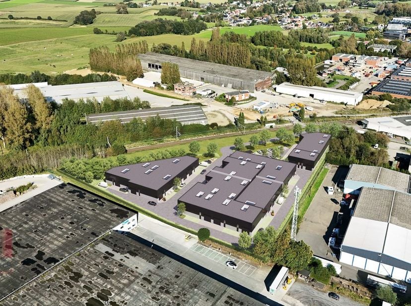 Nieuwbouw KMO-unit met een oppervlakte van 136 m² en 1 privatieve parkeerplaats te koop. De unit maakt deel uit van een bedrijvenpark bestaande uit 23