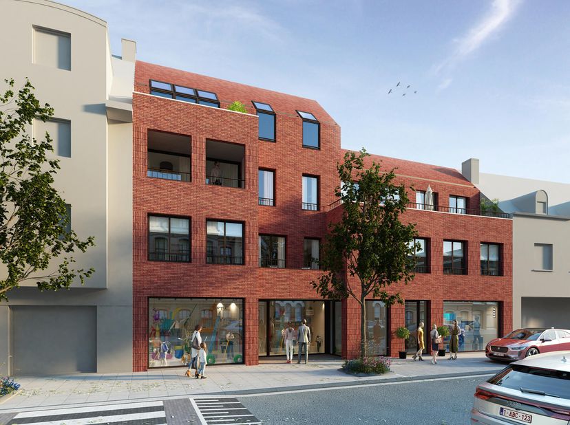 Residentie Emeric is een innovatief en stijlvol gemengd project met 2 handelspanden, 6 lichtrijke appartementen, een ondergrondse parkeergarage met ee