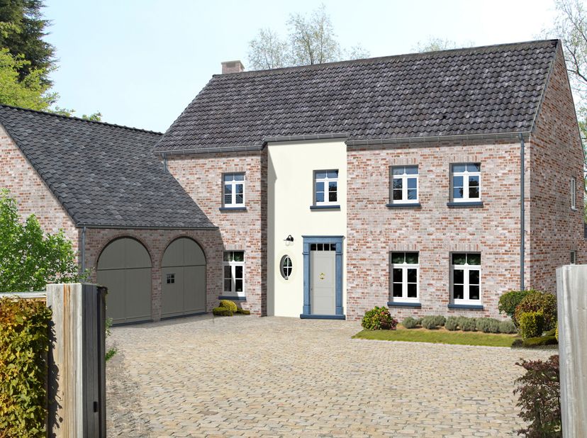 Sur un terrain plat avec vue sur les champs dans une rue  calme ,  projet de villa basse énergie PEB A+ ,100% traditionnelle k30 (triple vitrage,14 cm