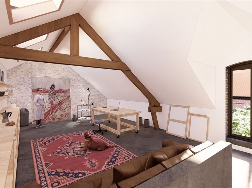 Tour &amp; Taxi en ferry terminal district, in een gebouw uit 1906, prachtige 3-slaapkamer duplex appartement +/- 172 m² met gemeenschappelijke binnenplaa