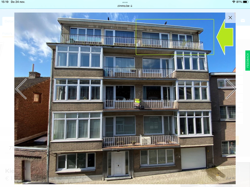 Het appartement ligt op de 4e verdieping in het centrum van Tongeren.&lt;br /&gt;
Goed onderhouden.&lt;br /&gt;
Ligt op wandelafstand van de markt, het centrum, s