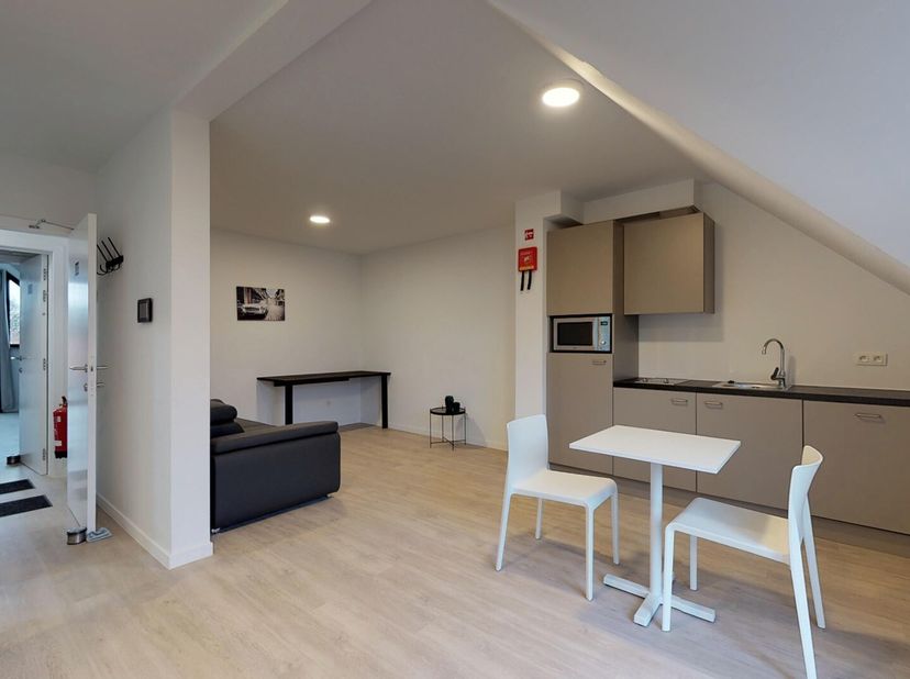 Dit prachtige gerenoveerde appartement is gelegen in de bruisende studentenstad Leuven, in de residentie AMICI. De studio beschikt over 1 slaapkamer e
