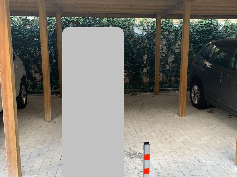 Overdekte garage box met paal en 2 sleutels