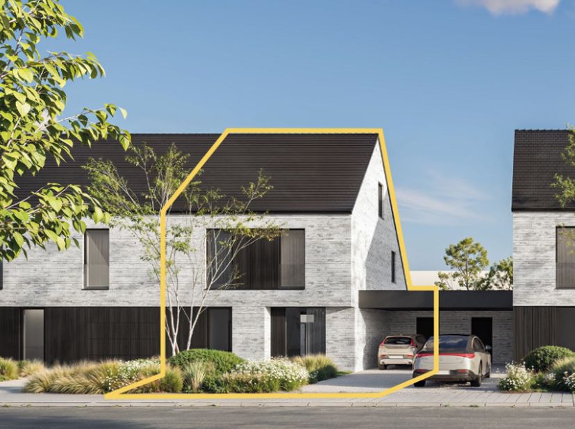 Langs de René de Clerqlaan en de Vlasschaard in Heule (Kortrijk) realiseert Dumobil in het nieuwbouwproject Lijsternest deze moderne halfopen nieuwbou