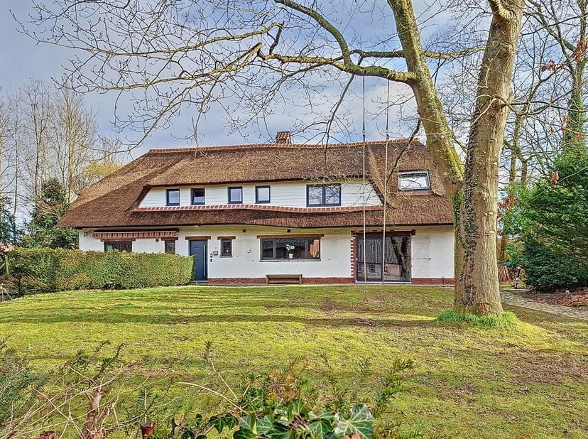 Vaste et jolie villa au toit de chaume comprenant 6 chambres dont un studio avec kitchenette et douche ou 5 chambres et 1 bureau au rdc dans un clos r