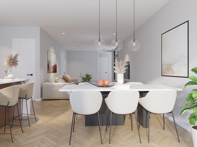 Appartement Te koop in residentie Hannelore VIII&lt;br /&gt;
De renders geven een beeld hoe het appartement er kan uitzien. De basis keuken en badkamer is v