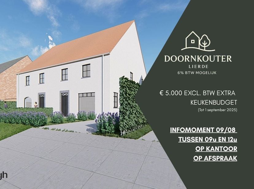 6% BTW MOGELIJK*!! - euro 5.000 excl. btw extra keukenbudget tot 1 september&lt;br /&gt;
Ontdek het charmante Project Doornkouter op de rand van Lierde en O