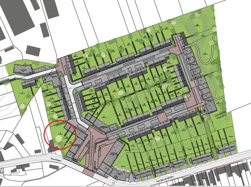 Terrain à bâtir, étant le lot numéro 9, situé dans un tout nouveau lotissement, sur la commune de Courcelles. L&#039;endroit est à la fois calme et proche