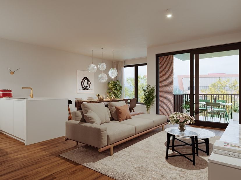 Evergreen se compose de 16 appartements neufs économes en énergie à Mortsel et attire immédiatement l&#039;attention par son architecture moderne et intemp