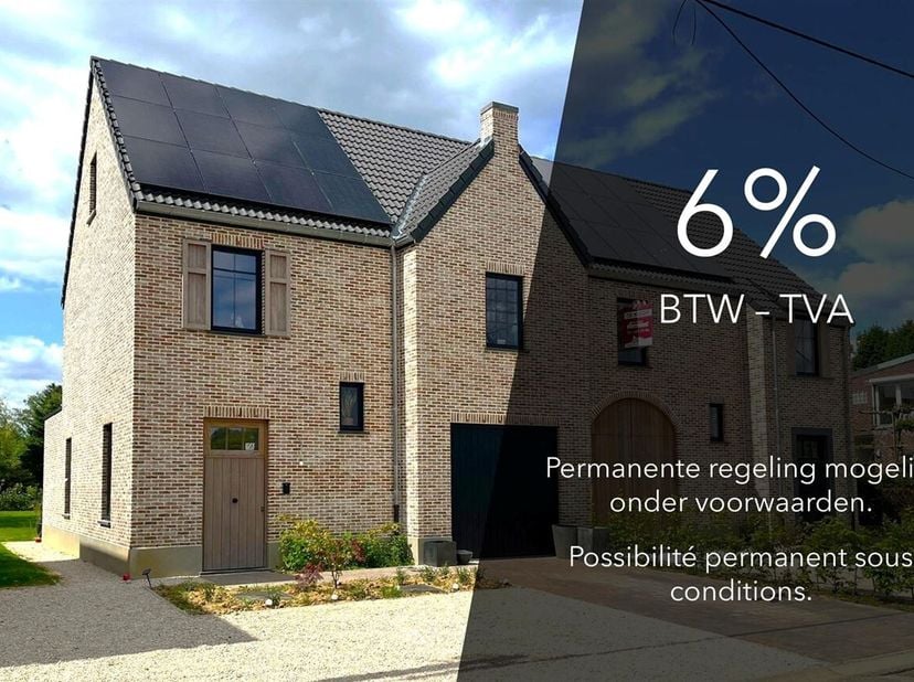 Kwalitatieve nieuwbouw-woning met een bewoonbare oppervlakte van +/- 190 m² met vier slaapkamer en twee badkamers, gelegen op een West-georiënteerd pe