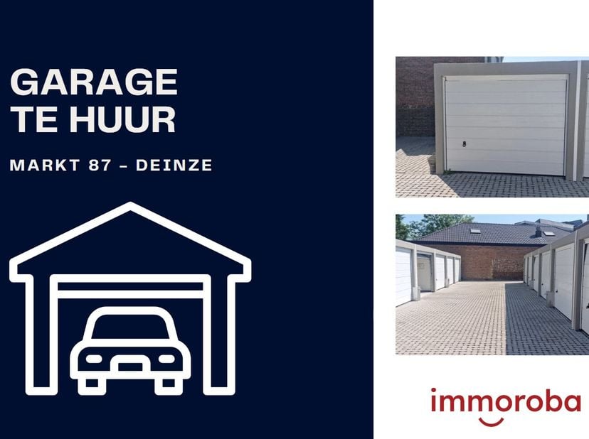 Garage box te huur op privé terrein in het centrum van Deinze. Stopcontact aanwezig in de garage.&lt;br /&gt;
Manuele poort&lt;br /&gt;
euro 95/ maand&lt;br /&gt;
De ga