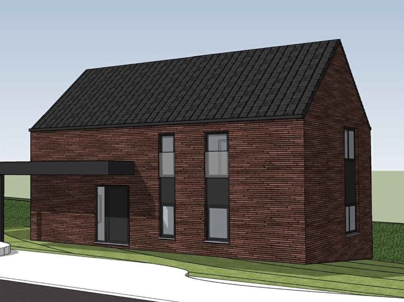 Magnifique nouvelle construction prête à construire à Mourcourt. Permis obtenu. - &lt;br /&gt;
Rez : Hall d&#039;entrée, Vaste et lumineux séjour ouvert sur la c