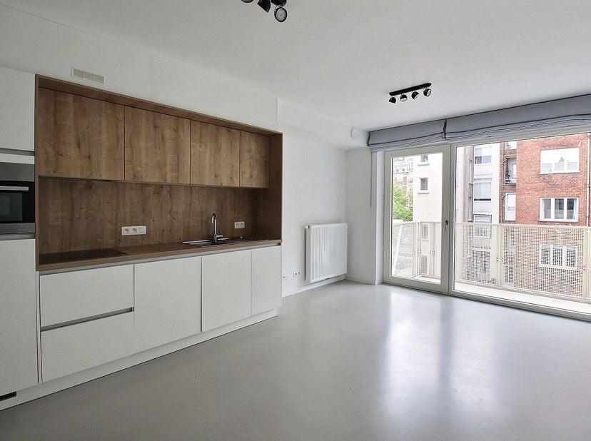 Bruxelles Centre : Studio lumineux à louer ! Le studio se trouve au 3ème étage et se compose d&#039;un petit hall d&#039;entrée, d&#039;une grande pièce lumineuse à