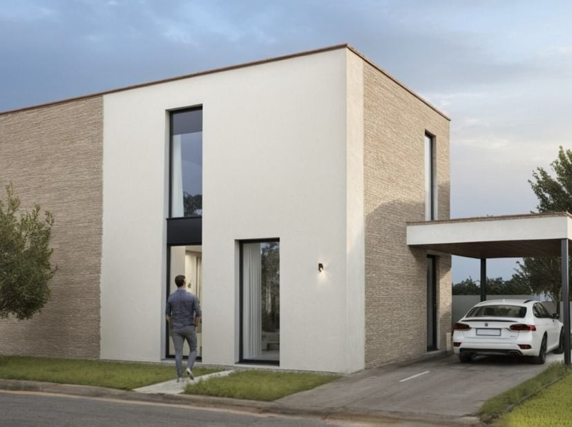 Deze nieuwbouwwoning in Hoeselt is lichtrijk, modern en instapklaar. U geniet van een open leefruimte met grote ramen, een stijlvolle open keuken en d