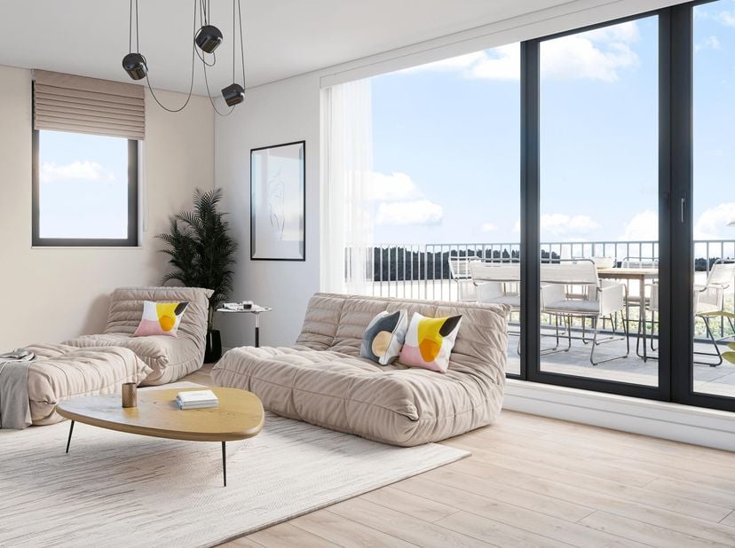 JAMBES, à 5 min du centre de Namur, dans un écrin de verdure, APPARTEMENT NEUF (2CH/1SDB) de 117,40 m² avec TERRASSE. Situé au 1er étage, il se compos