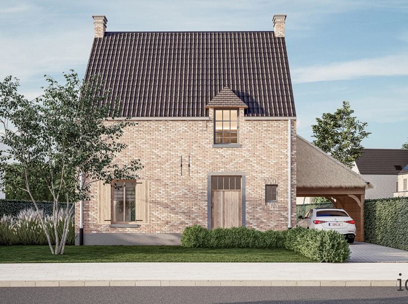 Deze unieke open bebouwing is een woning van de toekomst, waar energiezuinigheid en kwaliteit centraal staan. De gevel, opgetrokken uit gerecupereerde