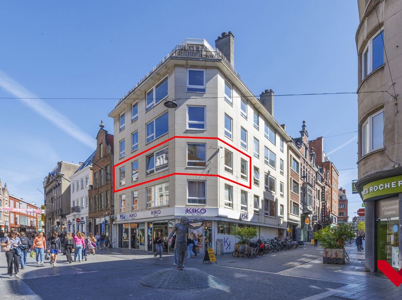Au cur de Louvain, dans la rue animée Diestsestraat, vous trouverez cet appartement bien aménagé avec trois chambres à coucher, une cuisine entièremen