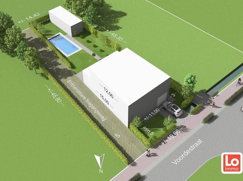 VERKOCHT! Mooi zuid georiënteerd perceel bouwgrond met afbraakwoning op een oppervlakte van 773m². Perceelbreedte bedraagt ca. 19m. Aan de linkerzijde