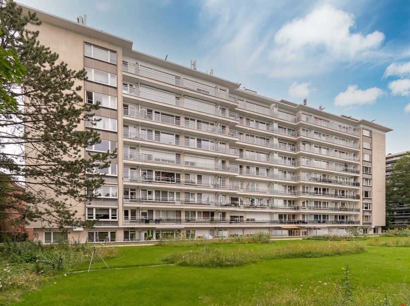 Appartement sur le toit à rafraîchir au neuvième étage avec 3 façades libres, 2 terrasses, 2 chambres, 2 caves et une place de parking dans le centre