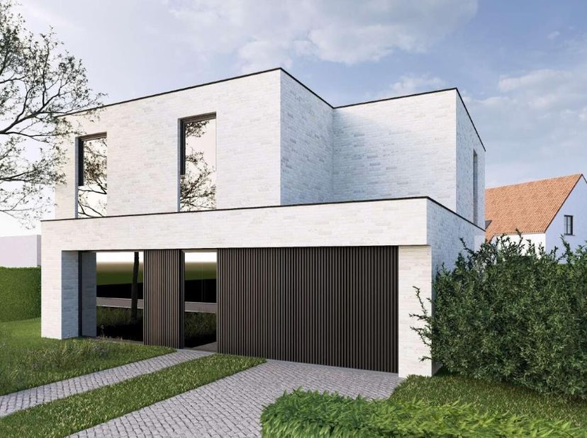 Maison (villa) moderne de nouvelle construction sur un terrain de 442 m² avec 4 chambres, garage intérieur avec rangement et allée privée. Cette maiso