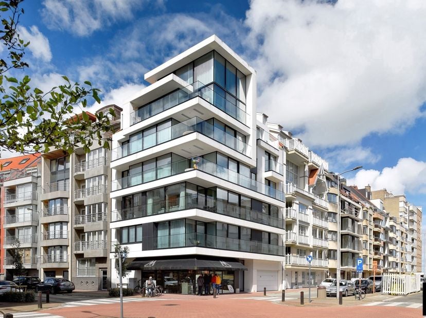 One-off dakappartement op de hoek van de Paul Parmentierlaan en de Sylvain Dupuisstraat, vlakbij het Albertstrand en het Rubensplein in de gerenommeer
