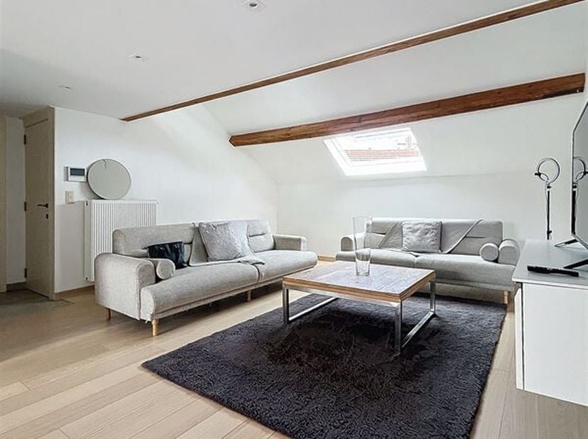 Brugmannkwartier - Luxueus gemeubeld duplex appartement met 1 slaapkamer van +/-90m². Op de 4de verdieping : Een ruime woon-eetkamer van +/- 50m² die