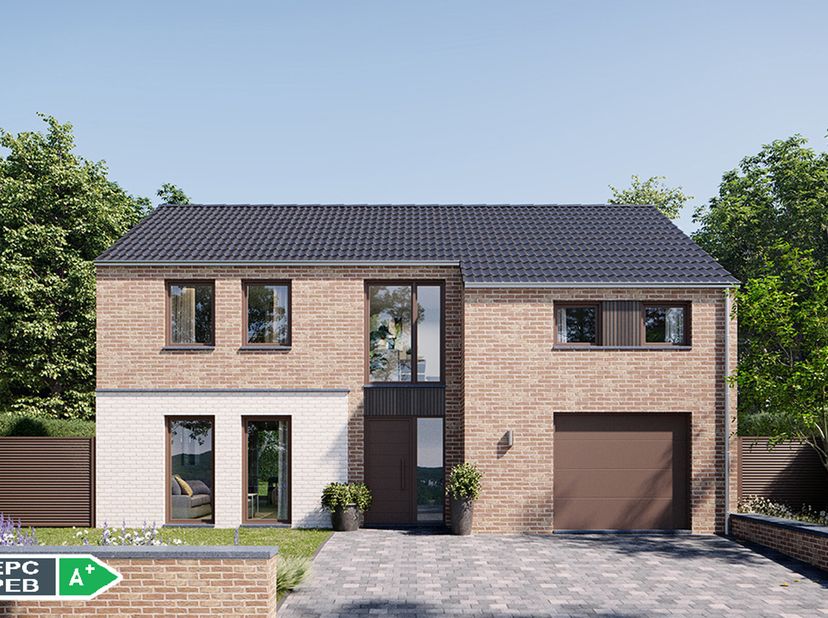 Découvrez ce projet de VILLA 4 FAÇADES PEB A+ - CONSTRUCTION 100% TRADITIONNELLE finition clé-sur-porte. Avec son architecture soignée et ses performa
