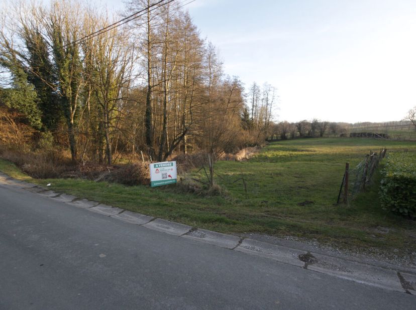 Votre agence de Mariembourg vous présente à Presgaux à quelques kilomètres de Chimay et Couvin, Vaste terrain plat de 44 ares 84 centiares, situé au c