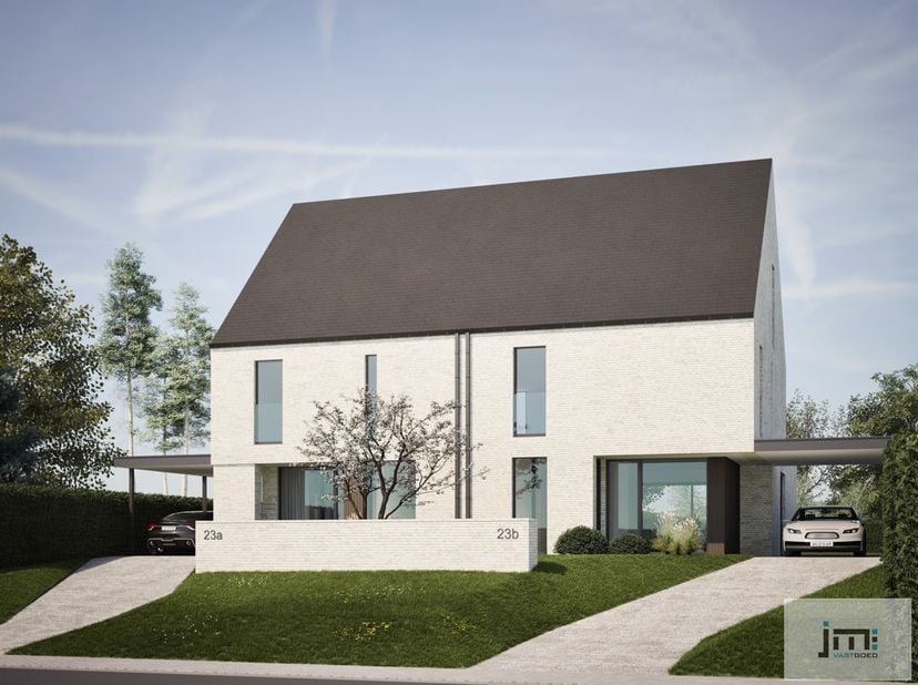 Deze mooie halfopen nieuwbouwwoning wordt gebouwd aan de Gippershovenstraat, aan de dorpsrand van Zepperen richting Wellen en Alken. De tuin wordt vol