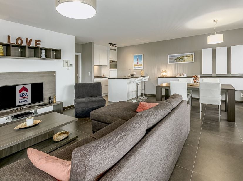 Nieuport : À louer près du chenal, appartement de coin ensoleillé avec grande terrasse. Appartement de coin récent et prêt à emménager, avec 2 chambre