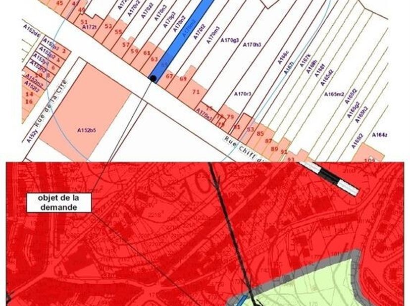 Entre Cointe et Sclessin, au calme mais à proximité de tous les services: TERRAIN 356m² + permis de bâtir - Largeur terrain et façade: 5m - Profondeur