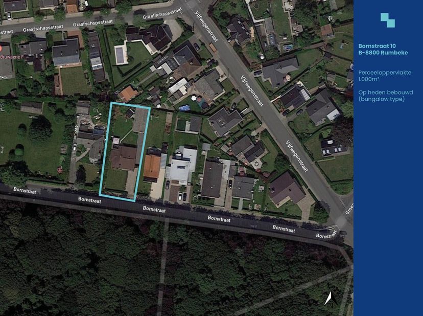 Dit uniek gelegen stuk bouwgrond (op heden bebouwd met een bungalow-type woning) is gelegen op een perceel van 1000 m² in een rustige straat aan het p