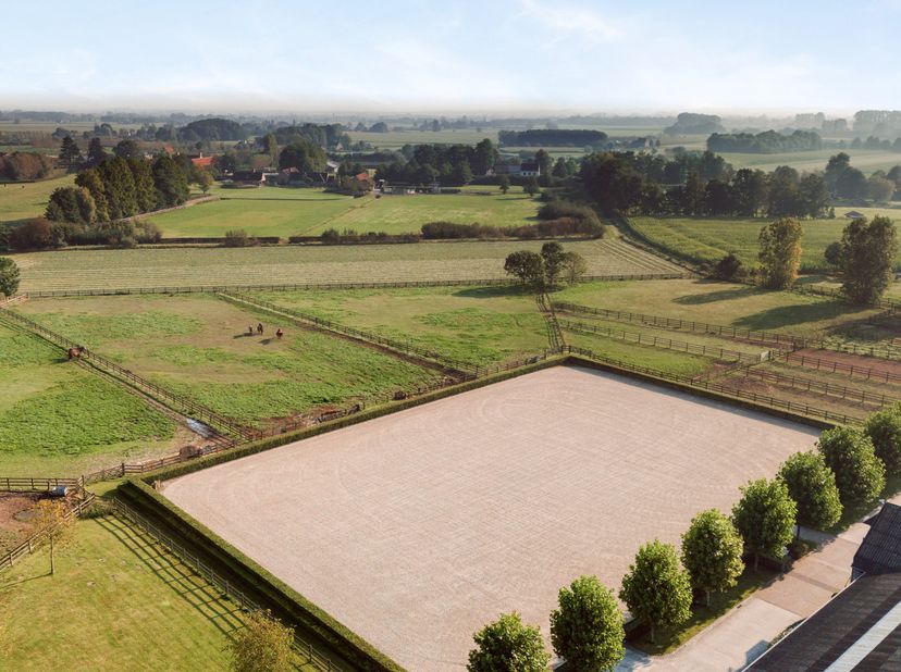 Deze unieke eigendom beschikt over 41 paardenboxen, een binnenpiste, buitenpiste, paddock en stapmolen. Daarnaast is er een apart appartement en een s