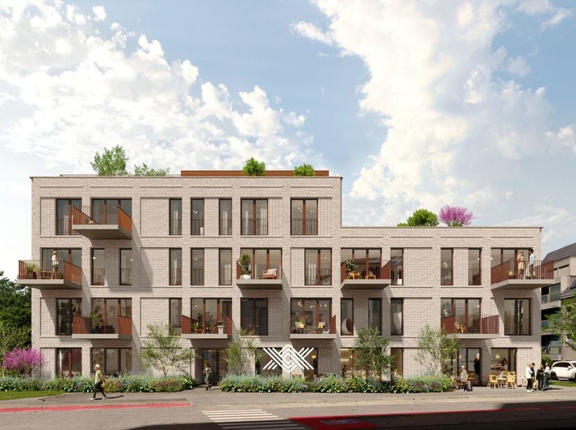 Deze penthouse van 91,40 m² beschikt over een inkomhal met toegang tot de lichtrijke eet- en leefruimte, een open keuken met voldoende opbergruimte, t