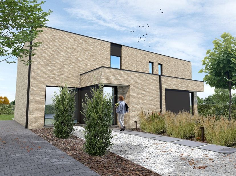 Rustig gelegen nieuwbouwwoning te koop in Heppen op grotere percelen (6a64 links - 6a41 rechts).  Deze woning maakt deel uit van een tweewoonst, zowel