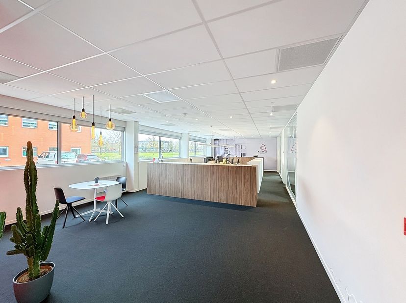 Gelijkvloers landschapsbureau van ca. 240 m² te huur in Ieper. Het kantoor beschikt over 2 open landschapsbureaus, 2 aparte ruimtes en een vergaderzaa