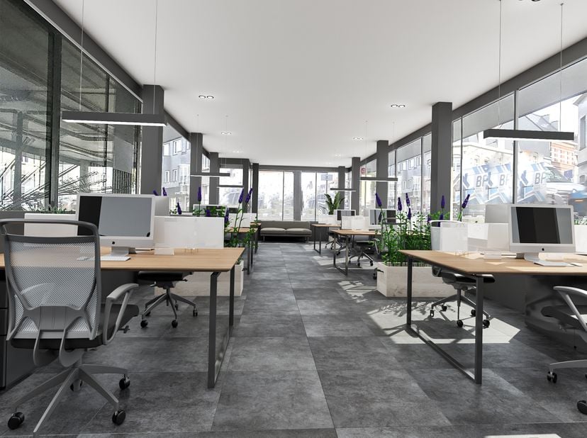 Bureaux Casco d&#039;environ 115 m² avec beaucoup de lumière à louer à Courtrai avec un emplacement commercial. Le bureau est situé dans le centre, à proxi