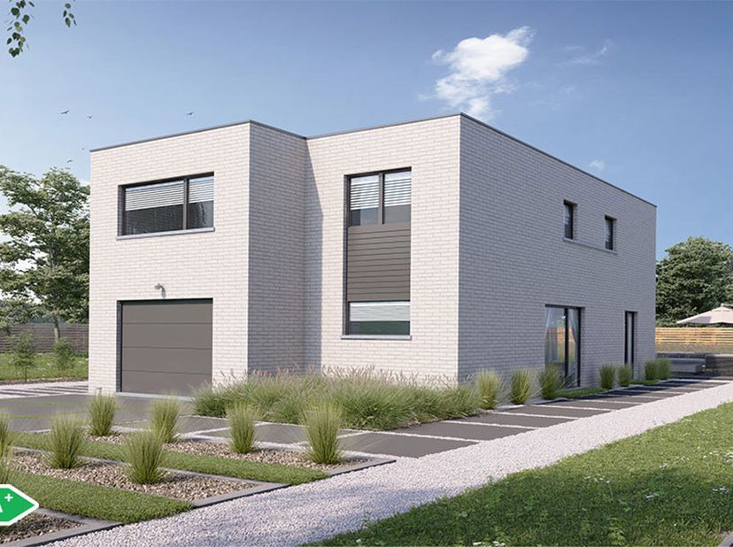 Deze  nieuwbouwwoning kan voor u gebouwd worden aan de meest energiezuinige norm A+ dankzij warmtepomp met vloerverwarming, Ventilatie D, driedubbele