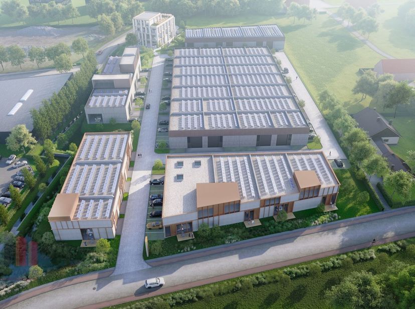 Nieuwbouw KMO-unit met een oppervlakte van +/- 135 m² en 2 privatieve parkeerplaatsen te koop. Fantastisch gelegen langs de Kwadestraat in de schaduw