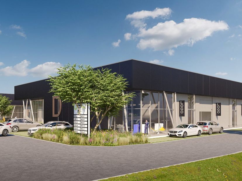 Bedrijvenpark &quot;TILIA&quot; in Eigenbrakel. Dit dynamische project, gelegen op een terrein van 6 hectare, belichaamt een multifunctionele en duurzame omgevi