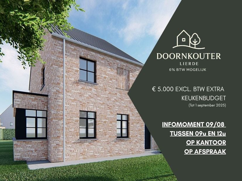 6% BTW MOGELIJK*!! - euro 5.000 excl. btw extra keukenbudget tot 1 september&lt;br /&gt;
Ontdek het charmante Project Doornkouter op de rand van Lierde en O