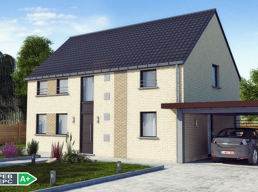 Projet de villa 4 FACADES PEB A+ (triple vitrage, panneaux solaires photovoltaïques, pompe à chaleur, chauffage sol, ventilation double flux avec récu