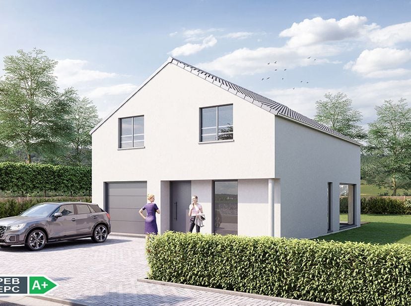 Projet de villa 4 FACADES PEB A+ (triple vitrage, panneaux solaires photovoltaïques, pompe à chaleur, chauffage sol, ventilation double flux avec récu