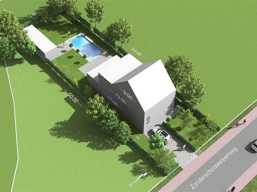 Dit mooie perceel, gelegen langs de Zonderschotsesteenweg, biedt tal van mogelijkheden voor het creëren van een moderne en comfortabele woning in een