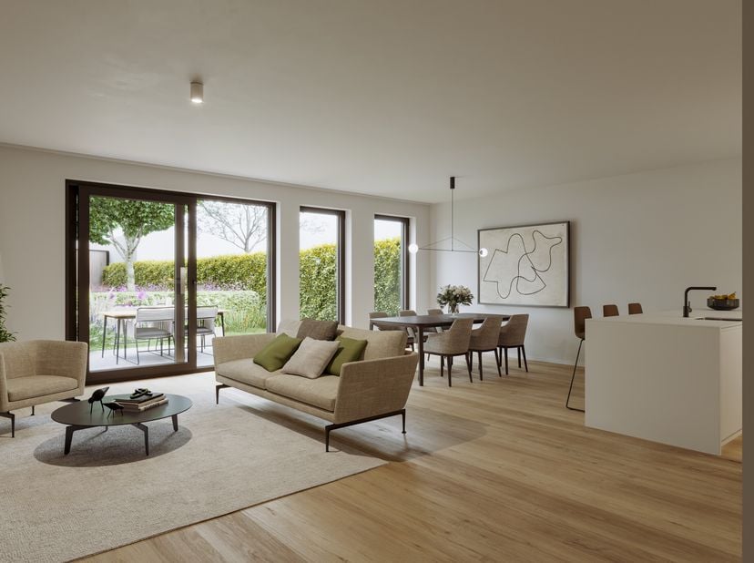 Evergreen se compose de 16 appartements neufs économes en énergie à Mortsel et attire immédiatement l&#039;attention par son architecture moderne et intemp