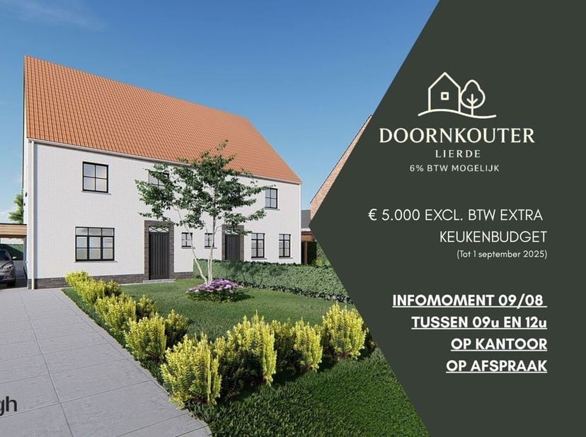 6% BTW MOGELIJK*!! - euro 5.000 excl. btw extra keukenbudget tot 1 september&lt;br /&gt;
Ontdek het charmante Project Doornkouter op de rand van Lierde en O