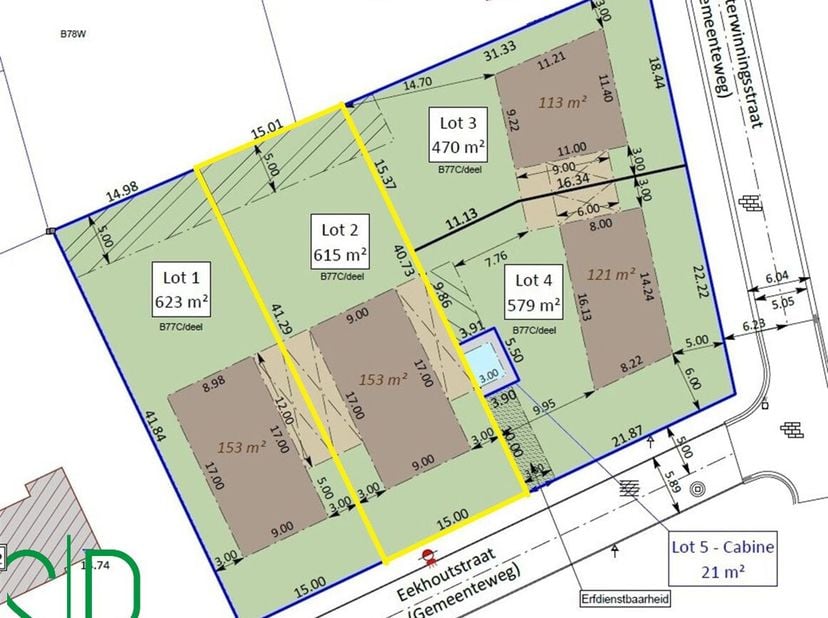 Bouwgrond open bebouwing van 615 m² op groene en rustige locatie.&lt;br /&gt;
Gesitueerd in een rustige zijstraat van de dorpskern van Grobbendonk en nabij