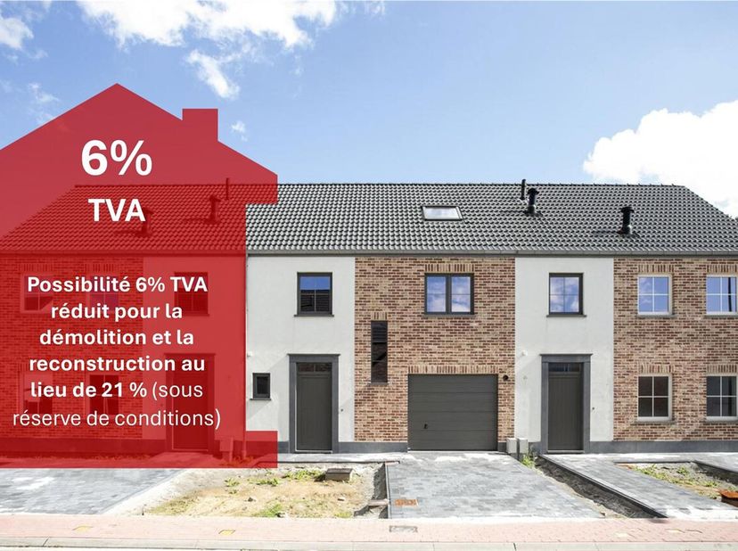 Maison neuve de qualité (2024) sur un terrain de 268 m² orienté sud-est dans un excellent emplacement à Perwez. Achat au taux de TVA réduit de 6% sous
