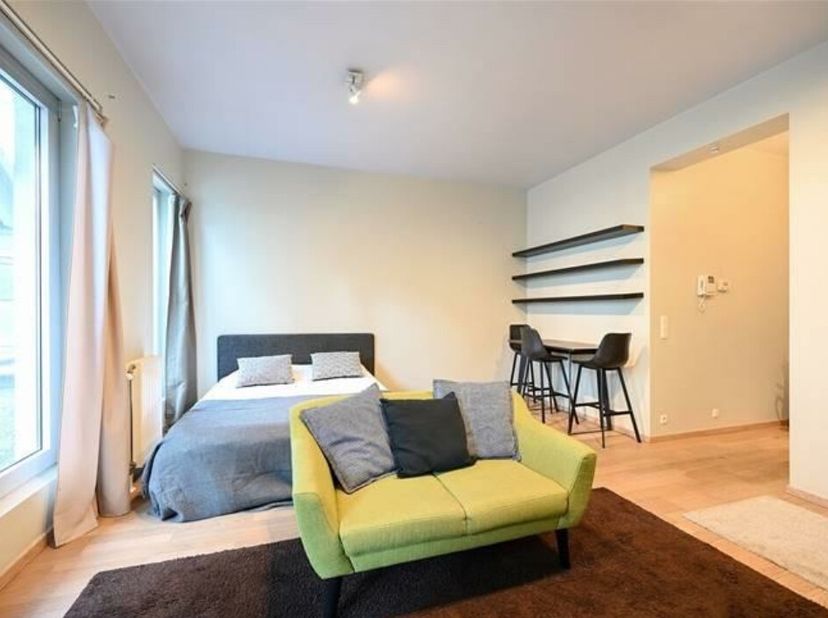 Un studio meublé spacieux de 45m2 situé dans la Korte Klarenstraat 9b à quelques pas du Meir, les transports en commun, les restaurants et la culture
